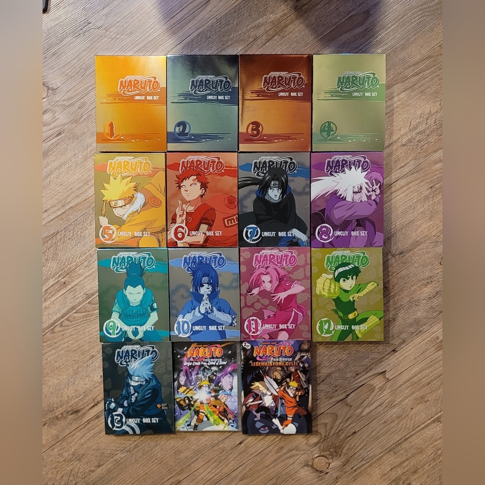 Naruto uncut box sets 1-13, plus 2 movies